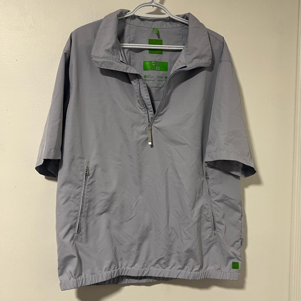 Hugo Boss Light Gray Half-Zip Waterproof Windbreaker